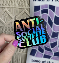 Anti - Social Swiftie Club holographic sticker - MangoIllustrated - Sticker