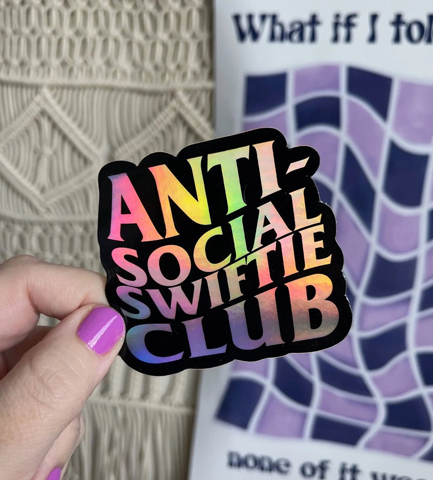 Anti - Social Swiftie Club holographic sticker - MangoIllustrated - Sticker