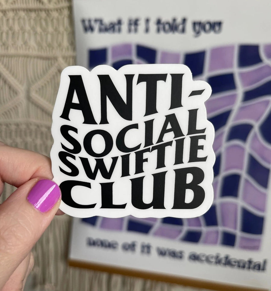 Anti - Social Swiftie Club sticker - black - MangoIllustrated - Sticker