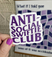 Anti - Social Swiftie Club sticker - purple - MangoIllustrated - Sticker