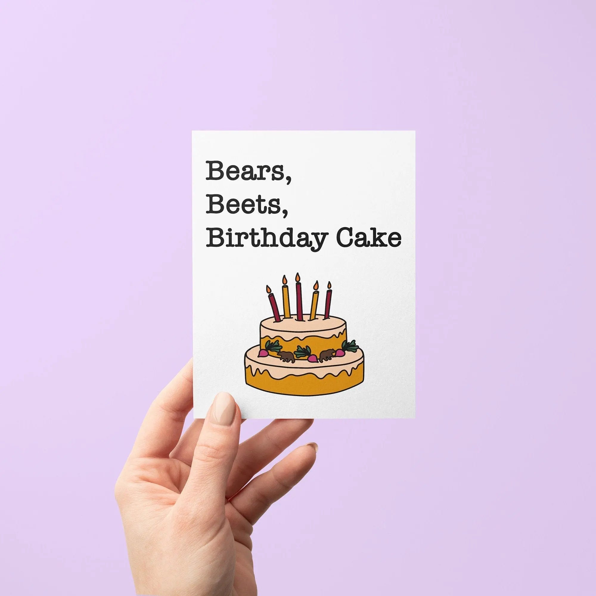 Bears Beets Birthday Cake birthday card - MangoIllustrated - Greeting Cards