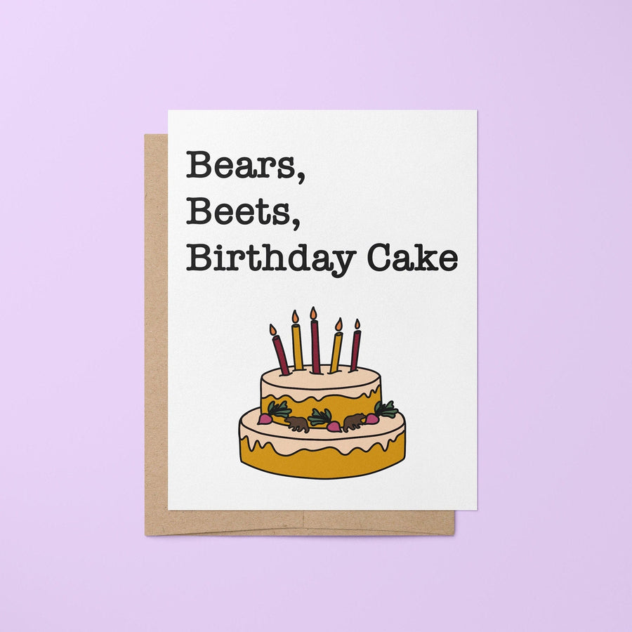 Bears Beets Birthday Cake birthday card - MangoIllustrated - Greeting Cards