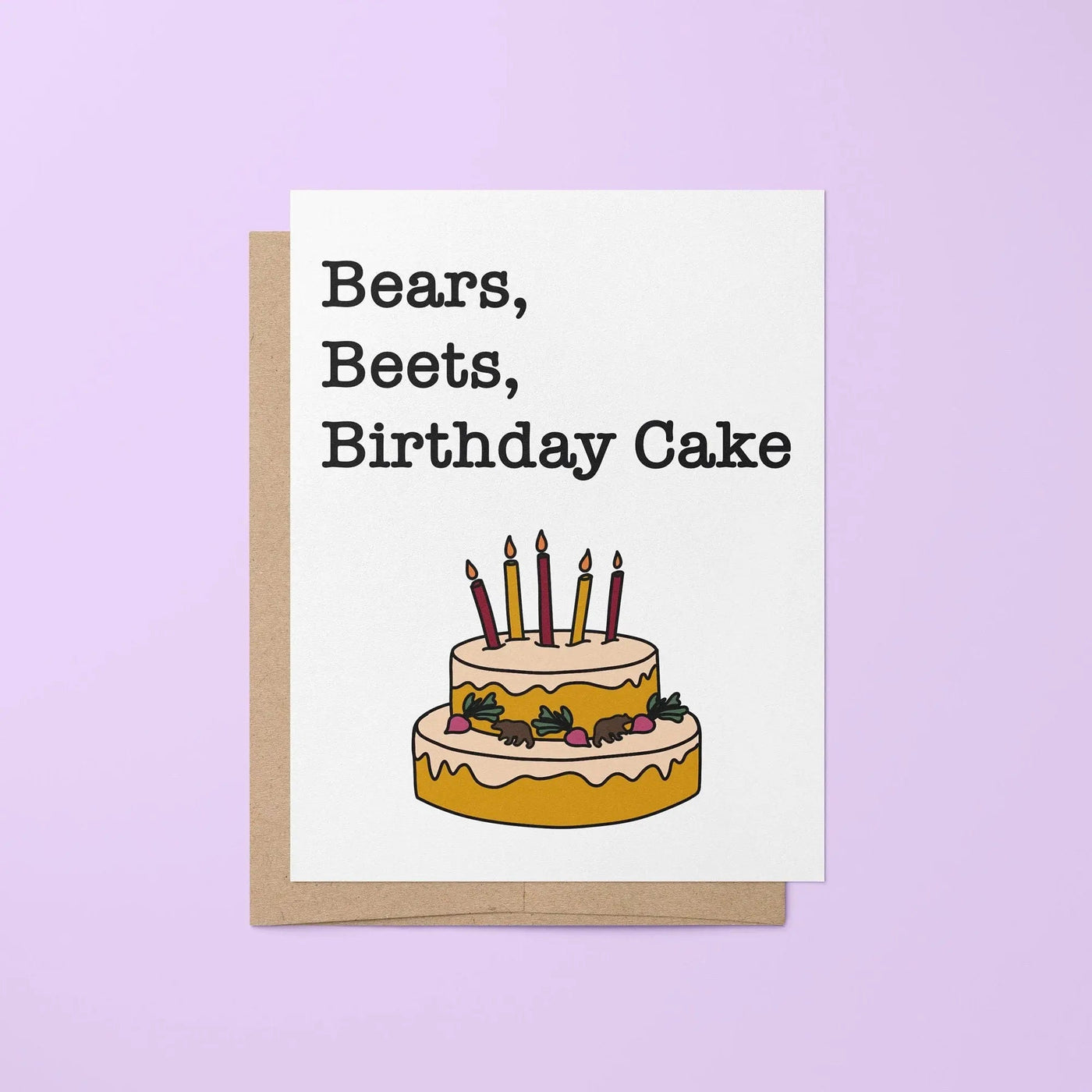 Bears Beets Birthday Cake birthday card - MangoIllustrated - Greeting Cards