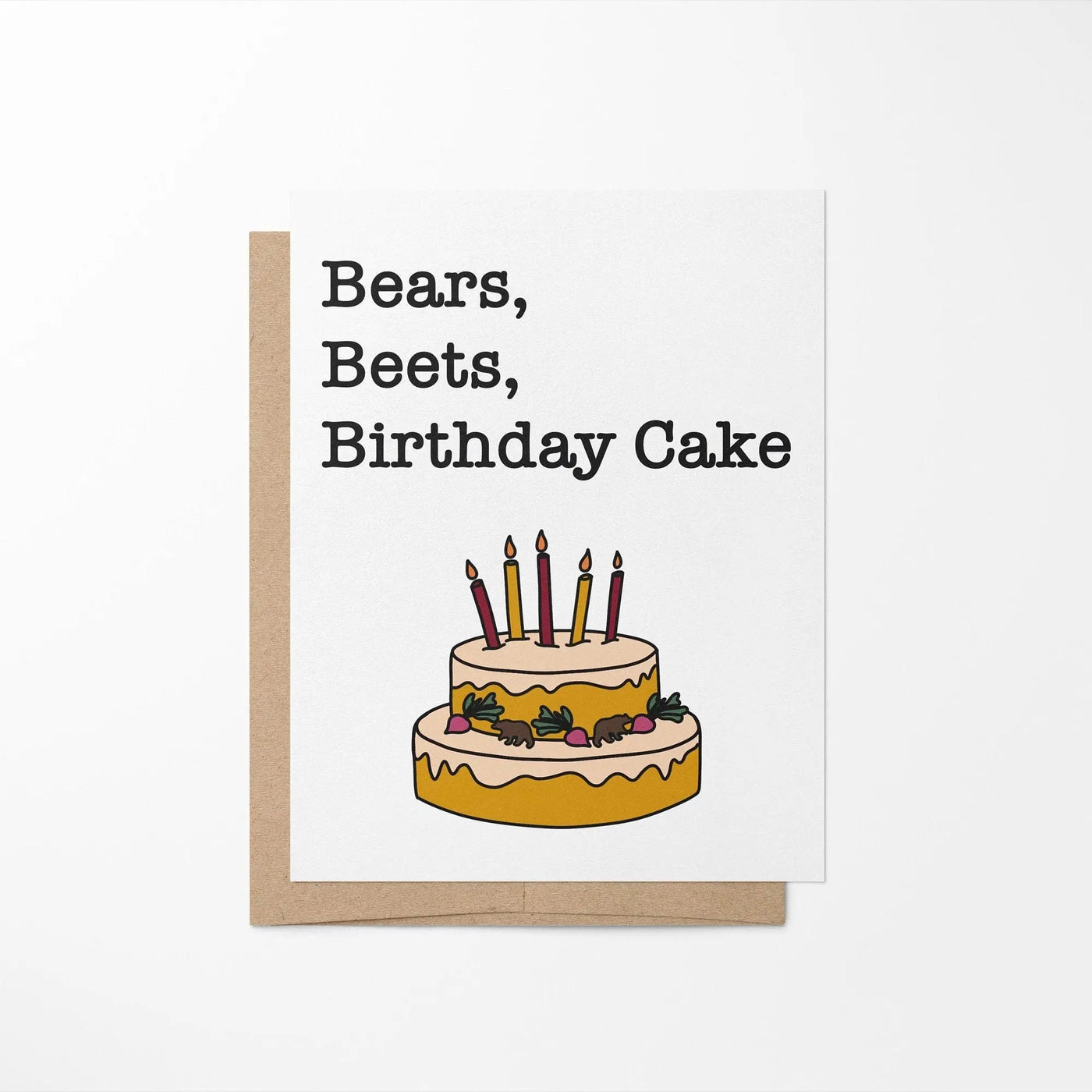 Bears Beets Birthday Cake birthday card - MangoIllustrated - Greeting Cards