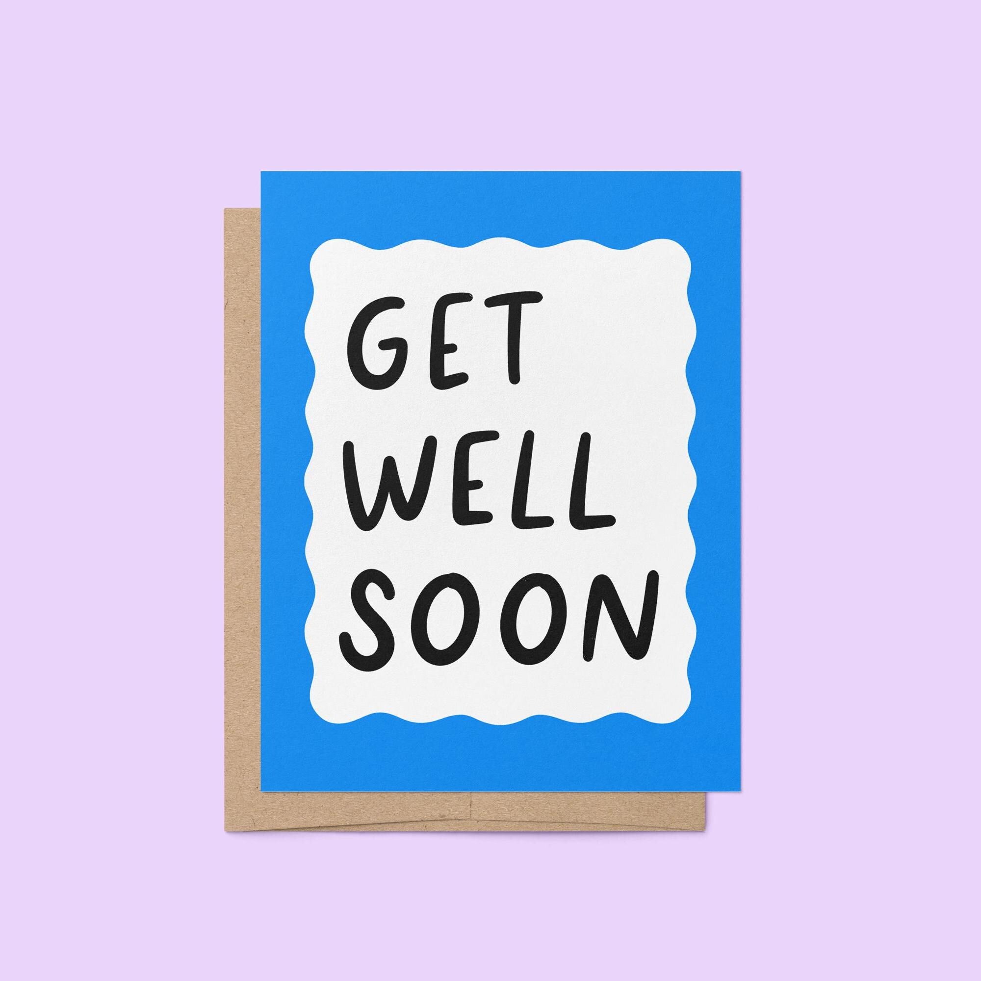 Blue squiggle get well soon card - MangoIllustrated - Greeting Cards