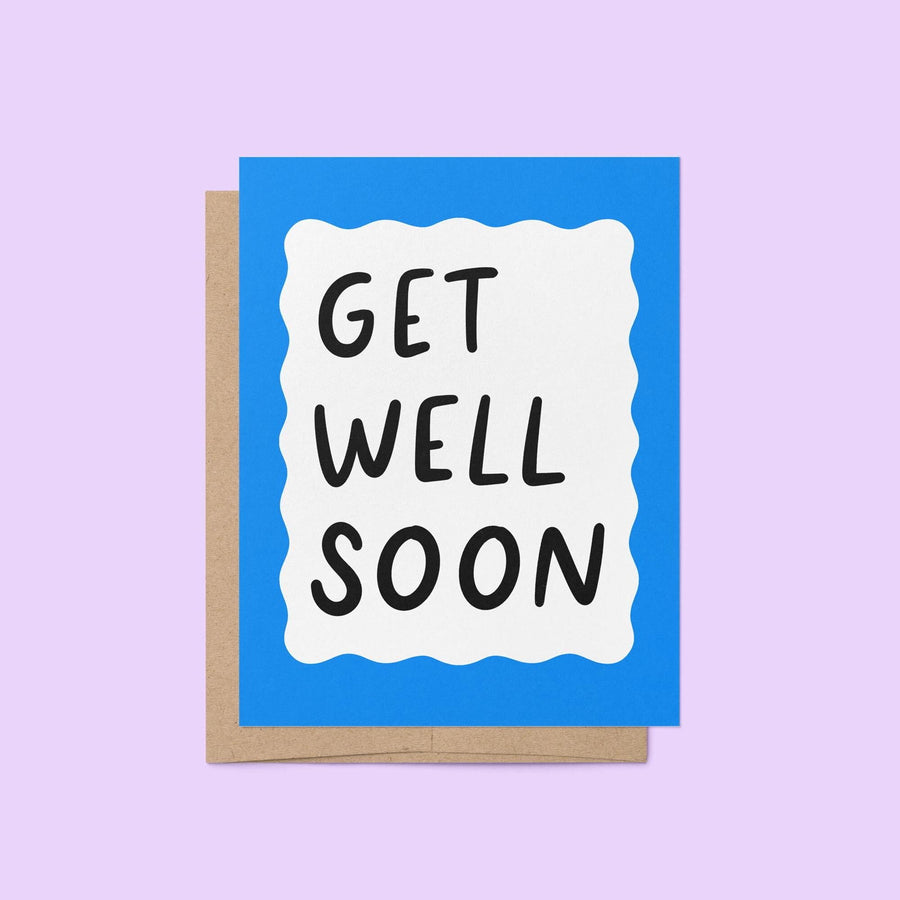 Blue squiggle get well soon card - MangoIllustrated - Greeting Cards
