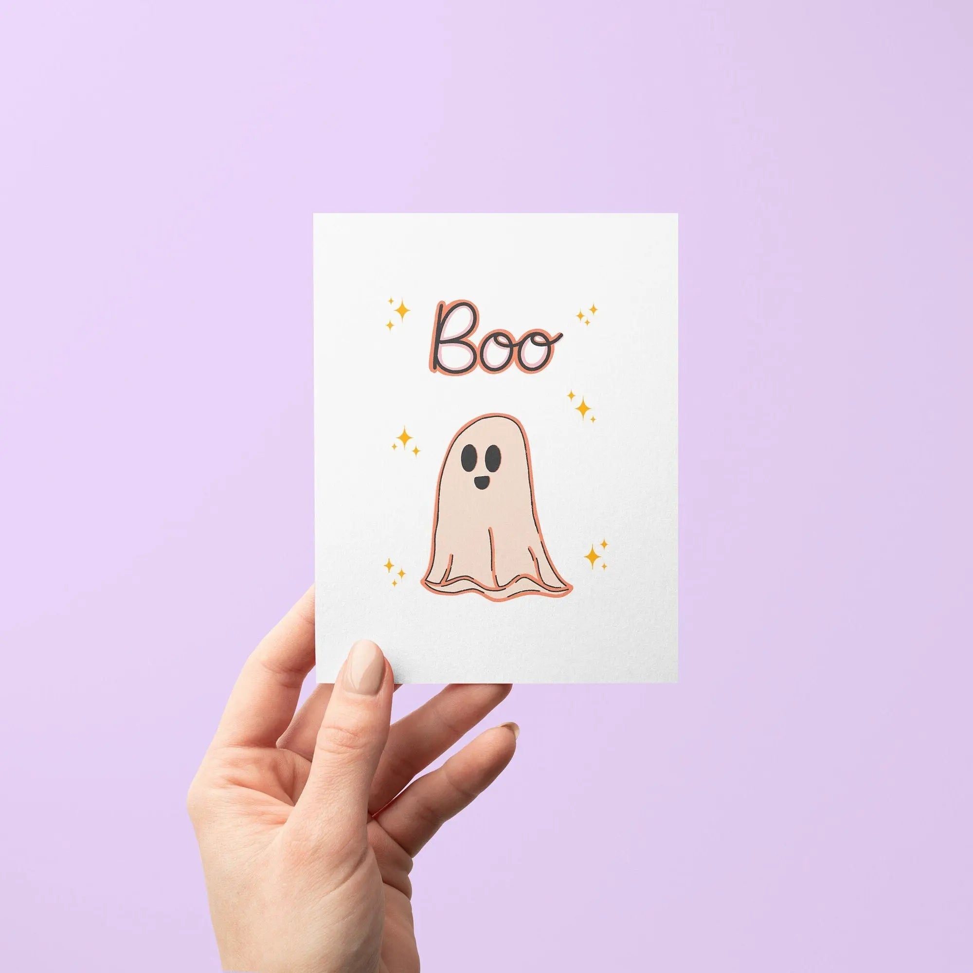 BOO Ghost halloween card - MangoIllustrated - Greeting Cards