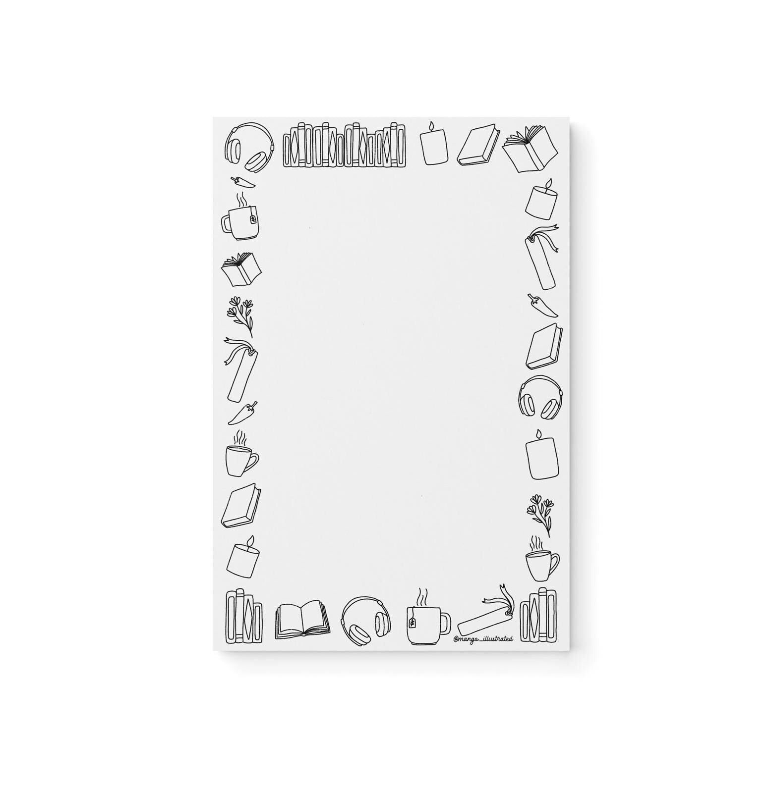 Book doodles color - in notepad - MangoIllustrated - Notepad