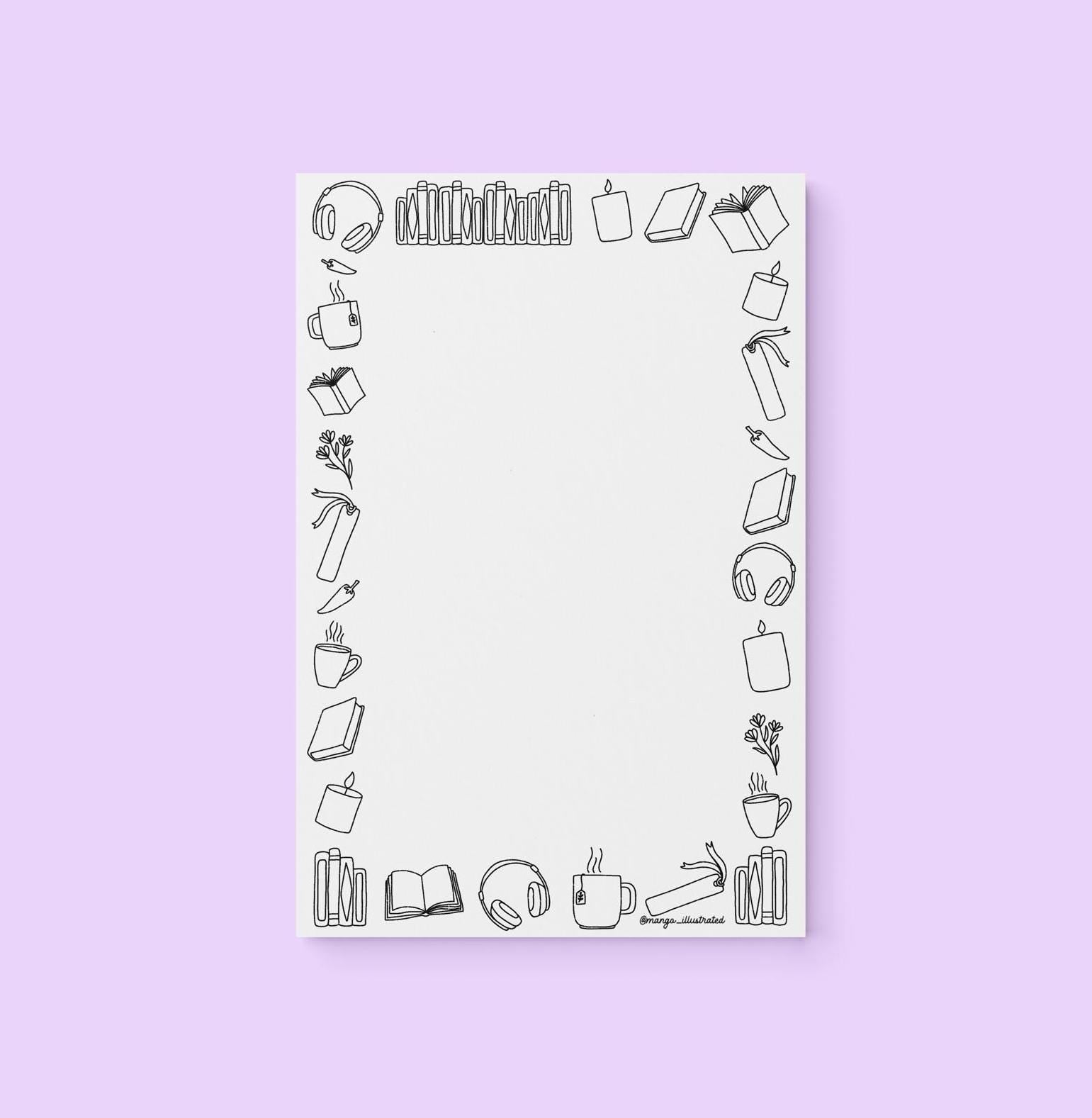 Book doodles color - in notepad - MangoIllustrated - Notepad
