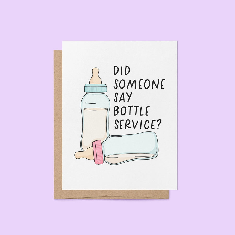 Bottle service new baby card - MangoIllustrated - Greeting Cards