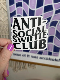 CLEAR Anti - Social Swiftie Club sticker - MangoIllustrated - Sticker