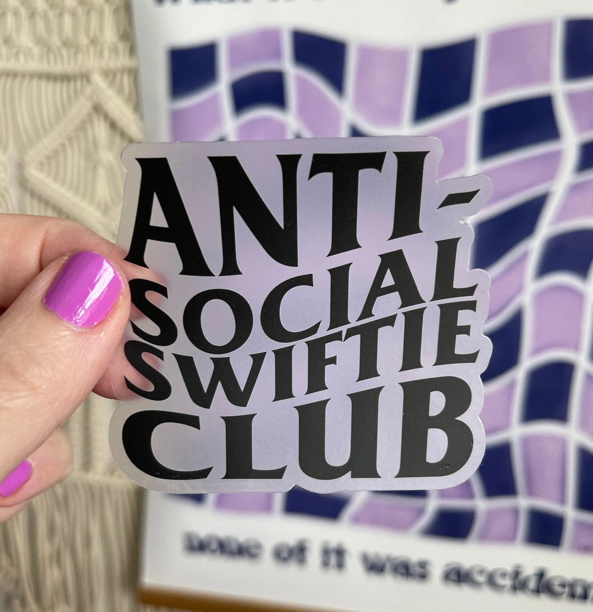 CLEAR Anti - Social Swiftie Club sticker - MangoIllustrated - Sticker