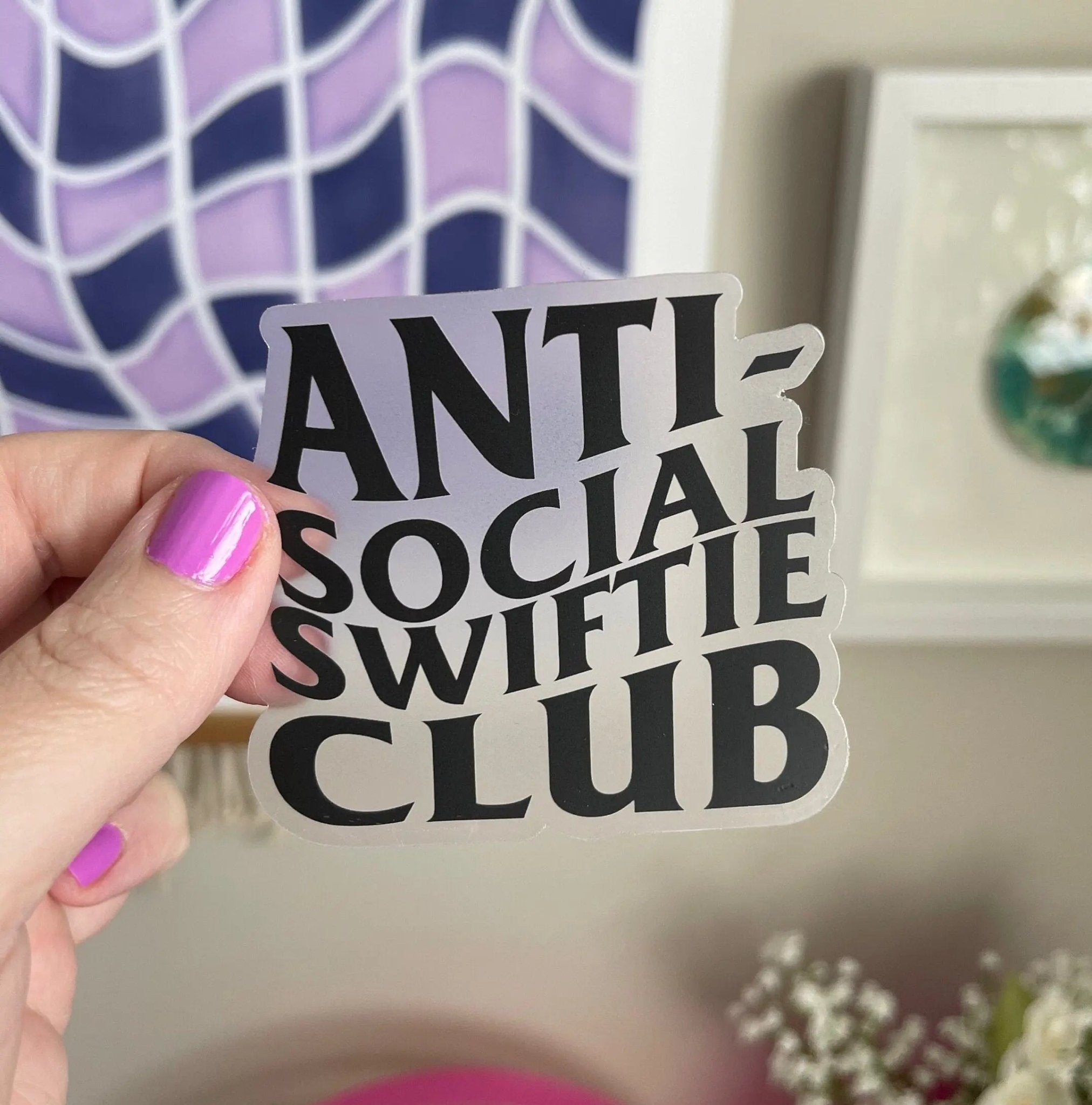 CLEAR Anti - Social Swiftie Club sticker - MangoIllustrated - Sticker