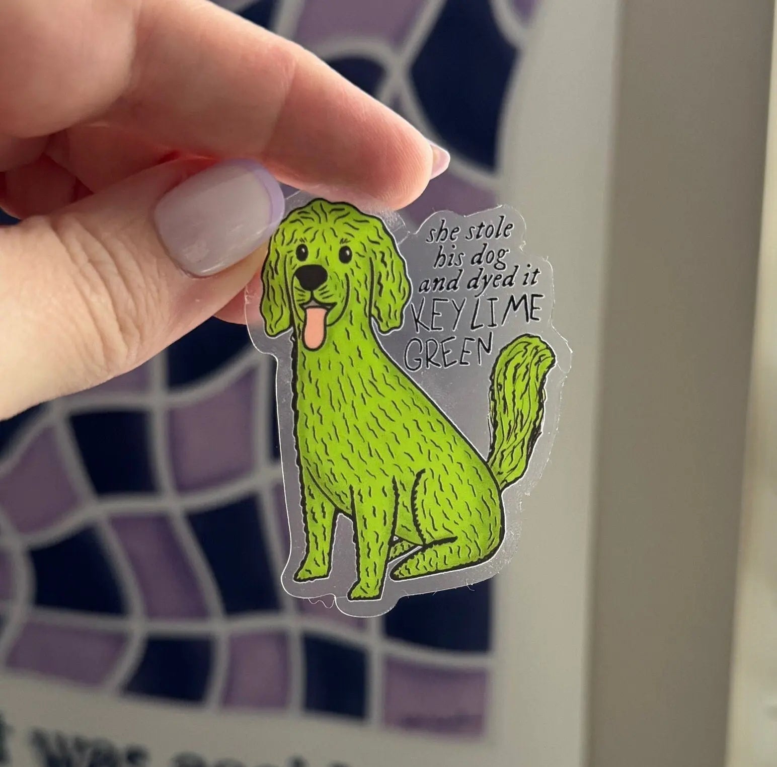 CLEAR Key Lime Green Dog sticker - MangoIllustrated - Sticker