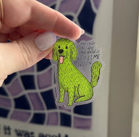 CLEAR Key Lime Green Dog sticker - MangoIllustrated - Sticker