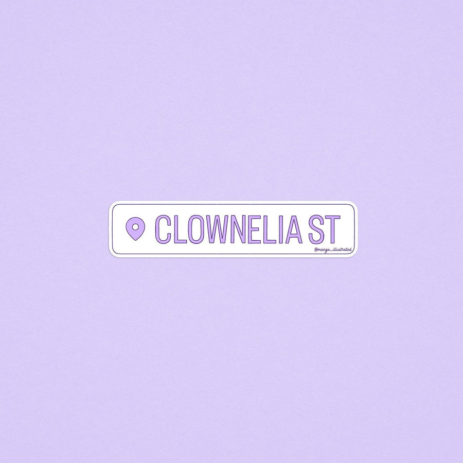 Clownelia Street location sticker - MangoIllustrated - Sticker