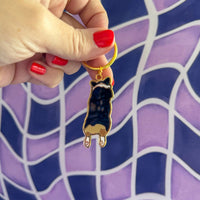 Corgi Sploot enamel keychain - MangoIllustrated - Accessories
