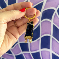 Corgi Sploot enamel keychain - MangoIllustrated - Accessories