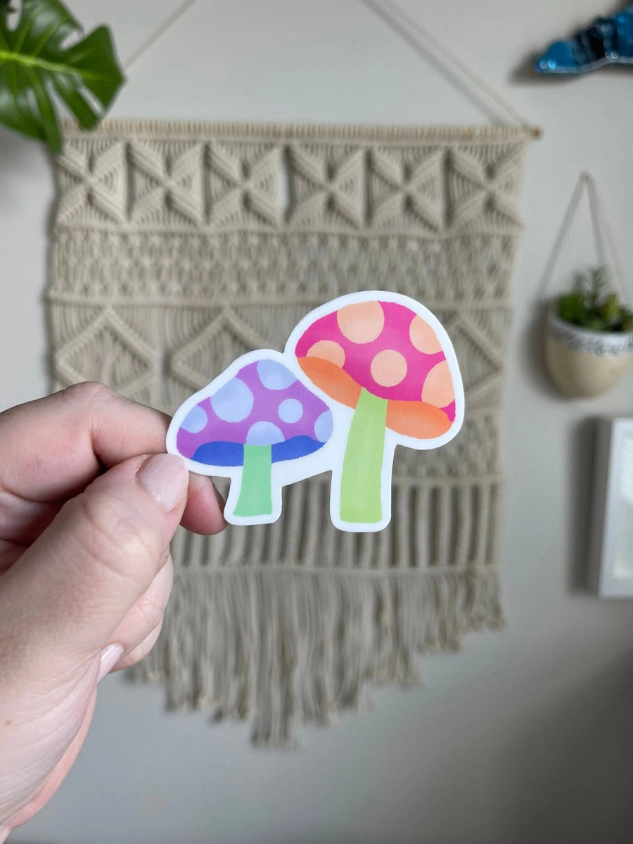 Cute colorful mushrooms sticker - MangoIllustrated - Sticker