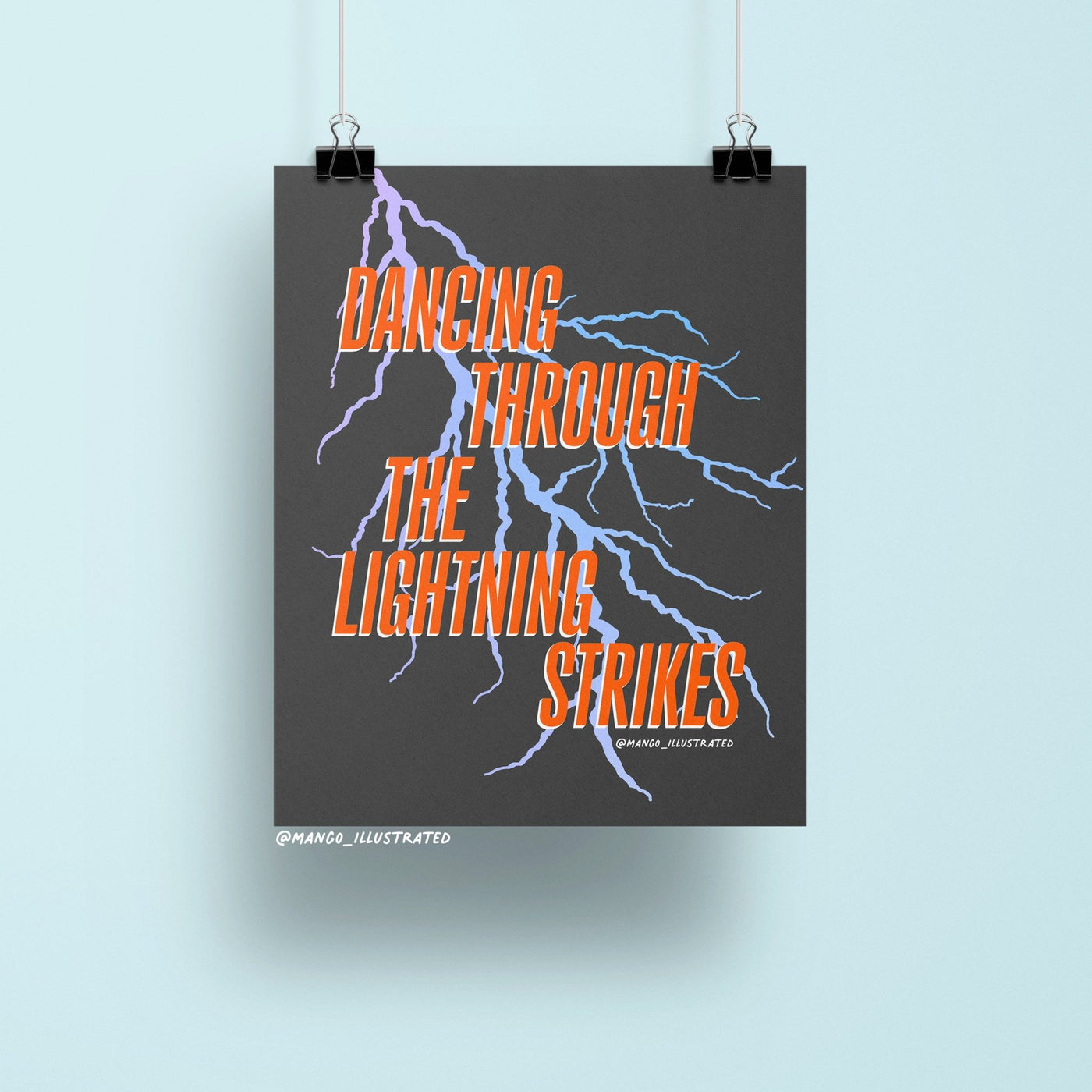 Dancing Through the Lightning Strikes art print - MangoIllustrated - Physical Art Print