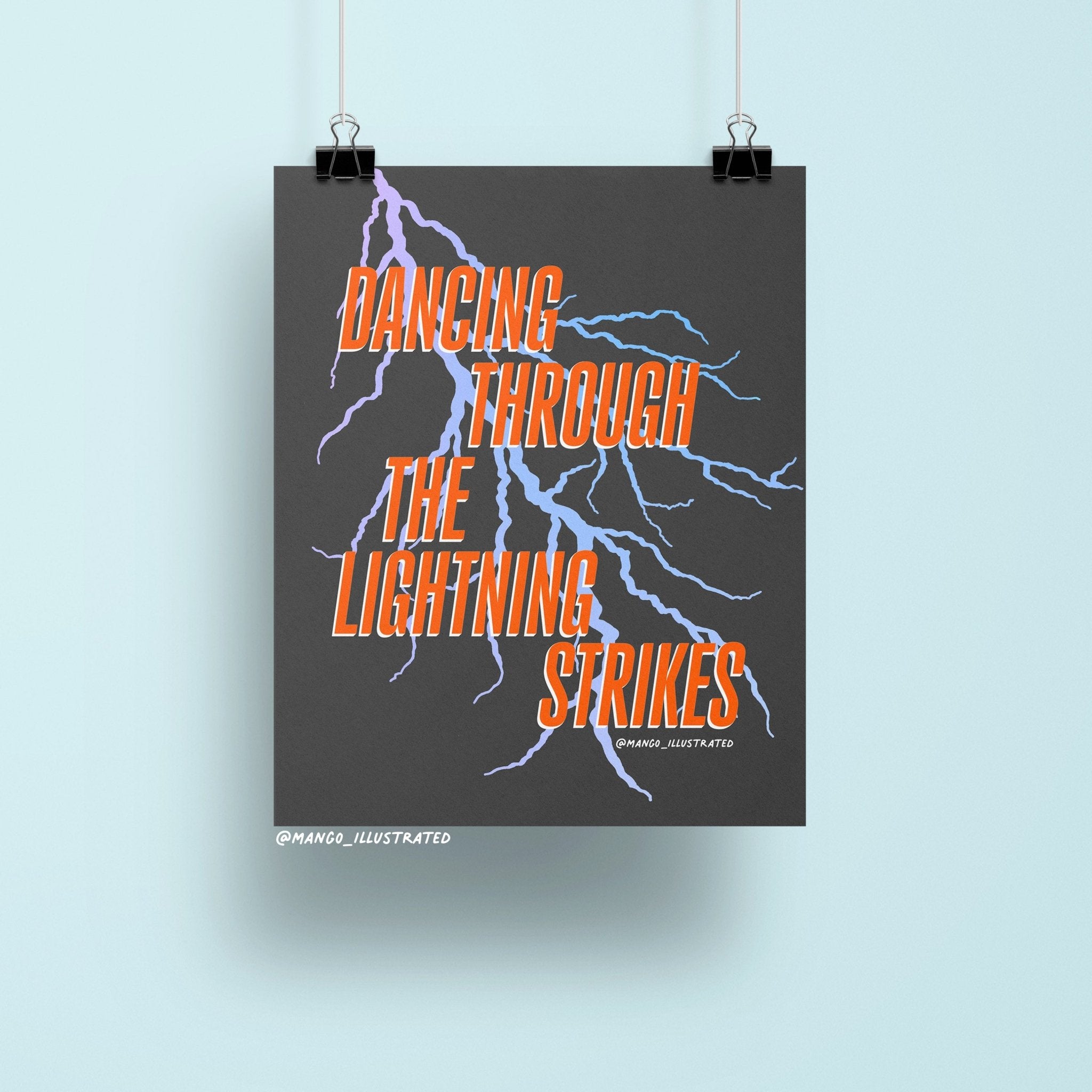 Dancing Through the Lightning Strikes art print - MangoIllustrated - Physical Art Print