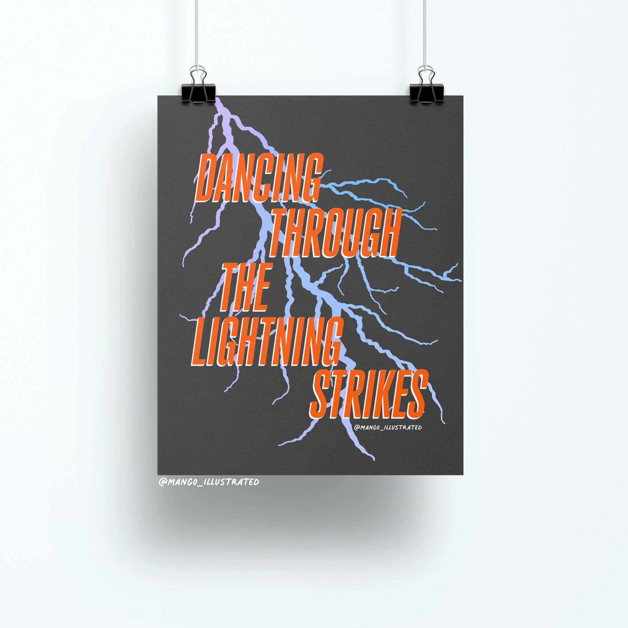 Dancing Through the Lightning Strikes art print - MangoIllustrated - Physical Art Print