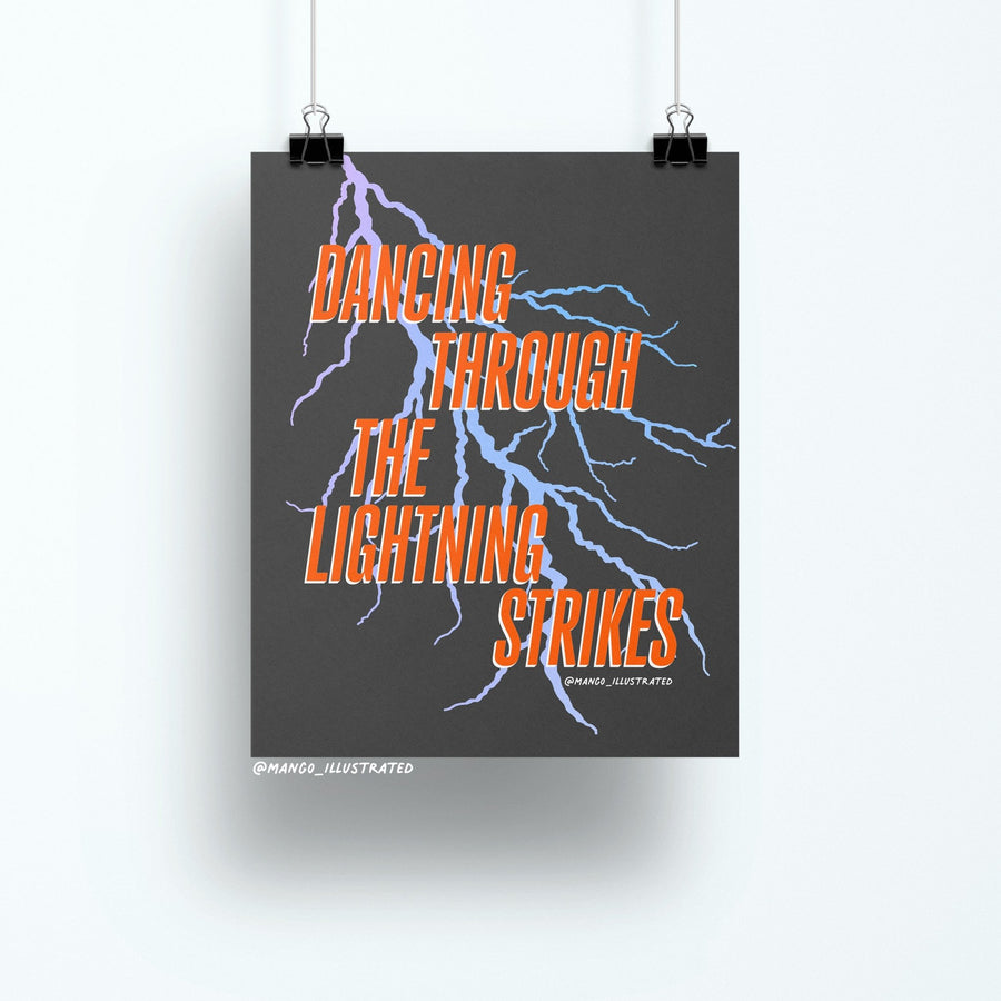 Dancing Through the Lightning Strikes art print - MangoIllustrated - Physical Art Print