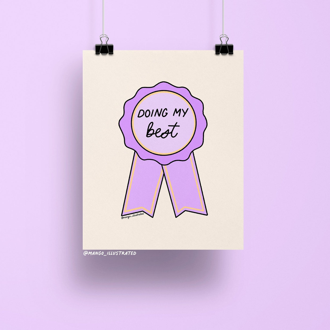 8x10 art print featuring a purple and gold illustrated ribbon with the handwritten phrase “Doing My Best” on a neutral beige background