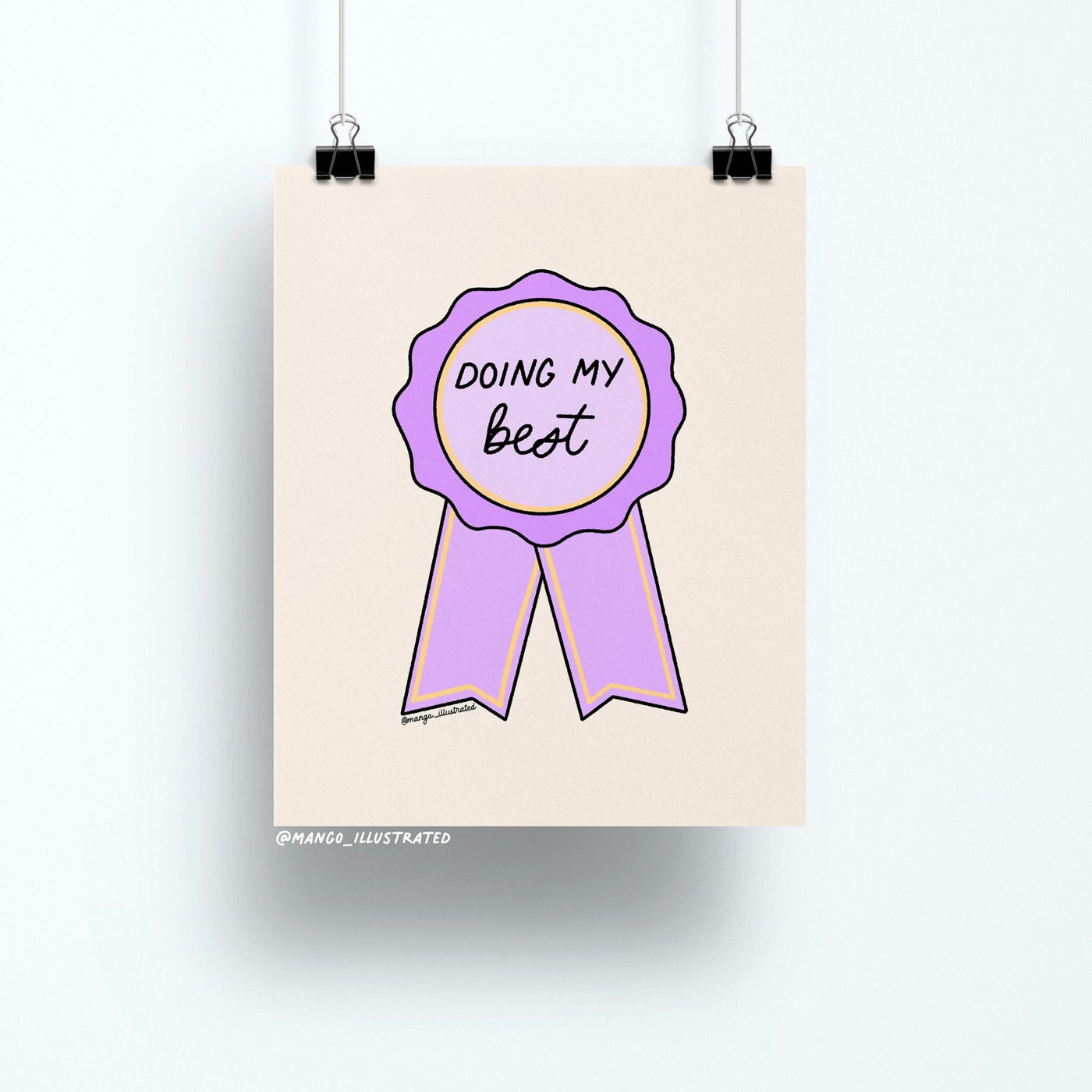 8x10 art print featuring a purple and gold illustrated ribbon with the handwritten phrase “Doing My Best” on a neutral beige background