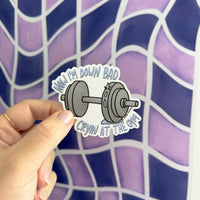 Down Bad crying at the gym sticker - MangoIllustrated - Sticker