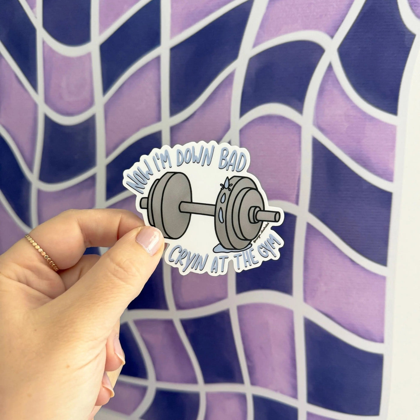 Down Bad crying at the gym sticker - MangoIllustrated - Sticker