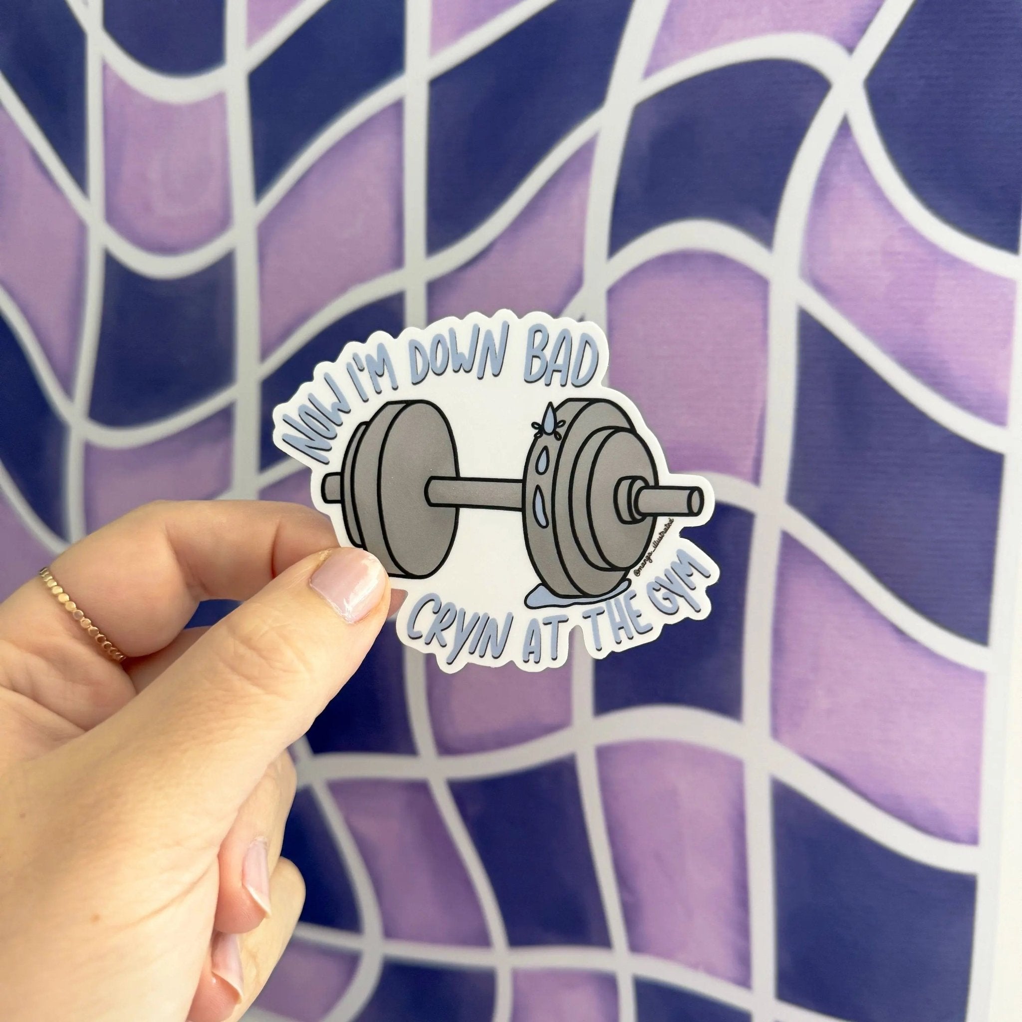 Down Bad crying at the gym sticker - MangoIllustrated - Sticker