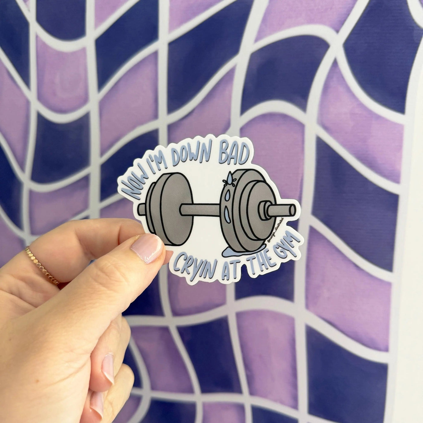 Down Bad crying at the gym sticker - MangoIllustrated - Sticker