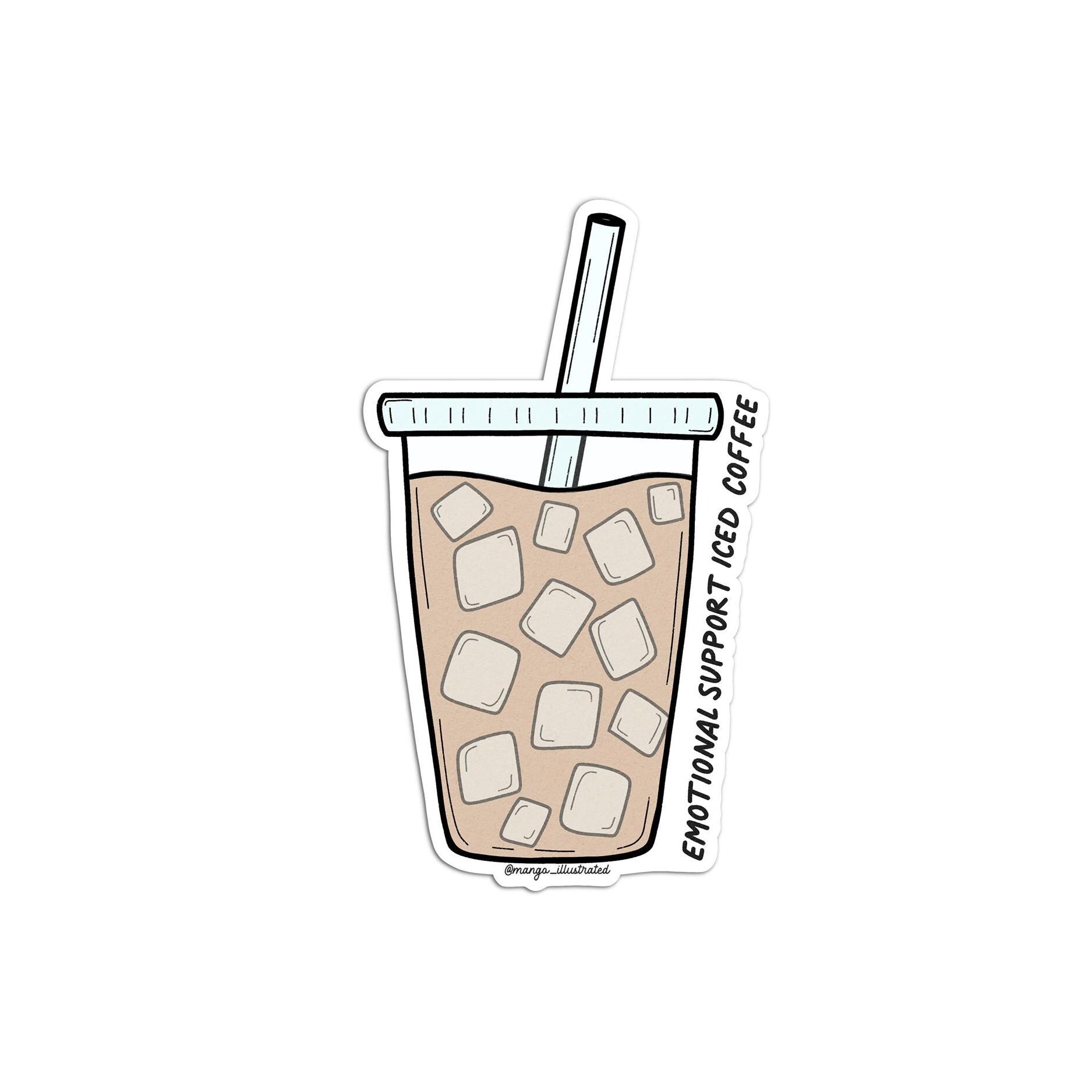 Emotional support iced coffee sticker - MangoIllustrated - Sticker