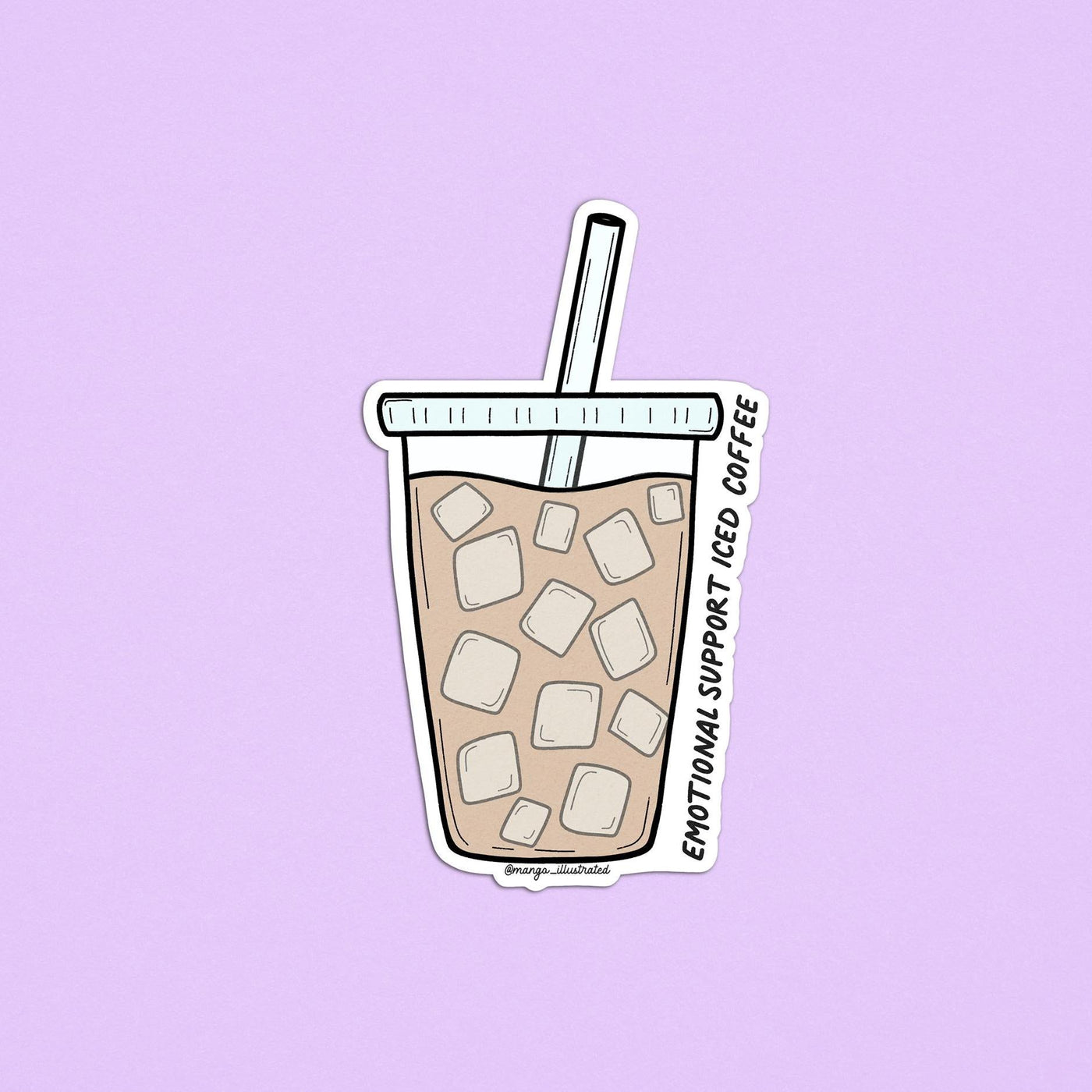 Emotional support iced coffee sticker - MangoIllustrated - Sticker