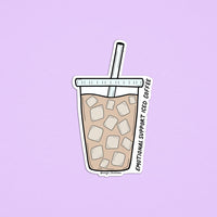 Emotional support iced coffee sticker - MangoIllustrated - Sticker