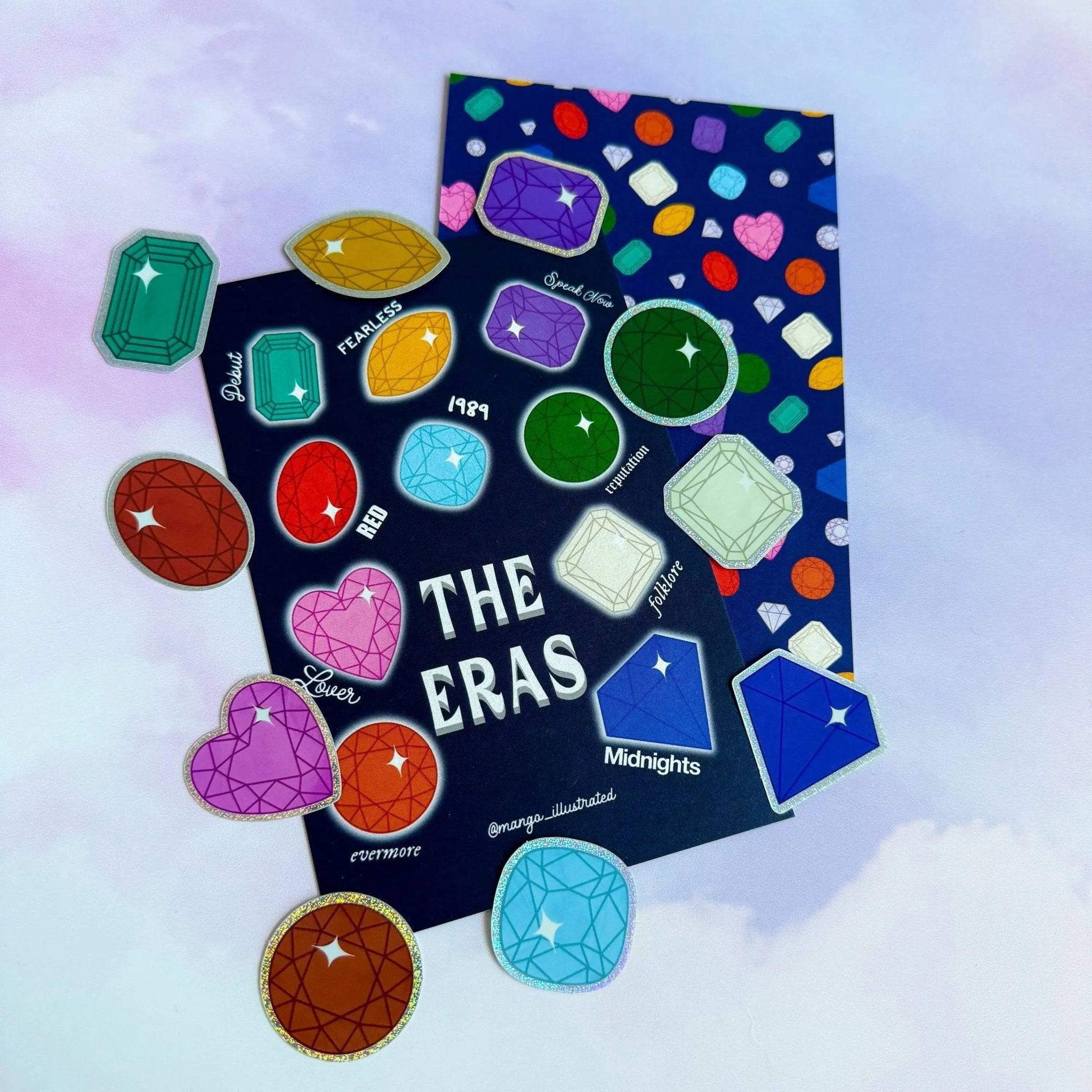 Eras Tour Gems sparkle sticker set with mini art print - MangoIllustrated - Sticker