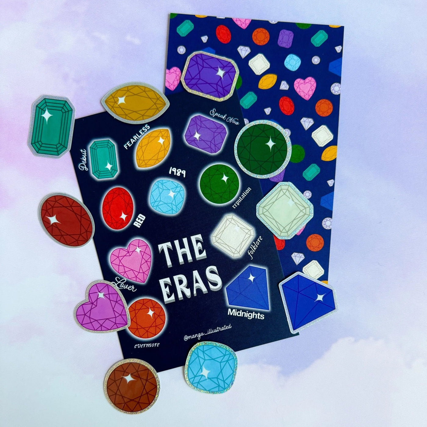 Eras Tour Gems sparkle sticker set with mini art print - MangoIllustrated - Sticker