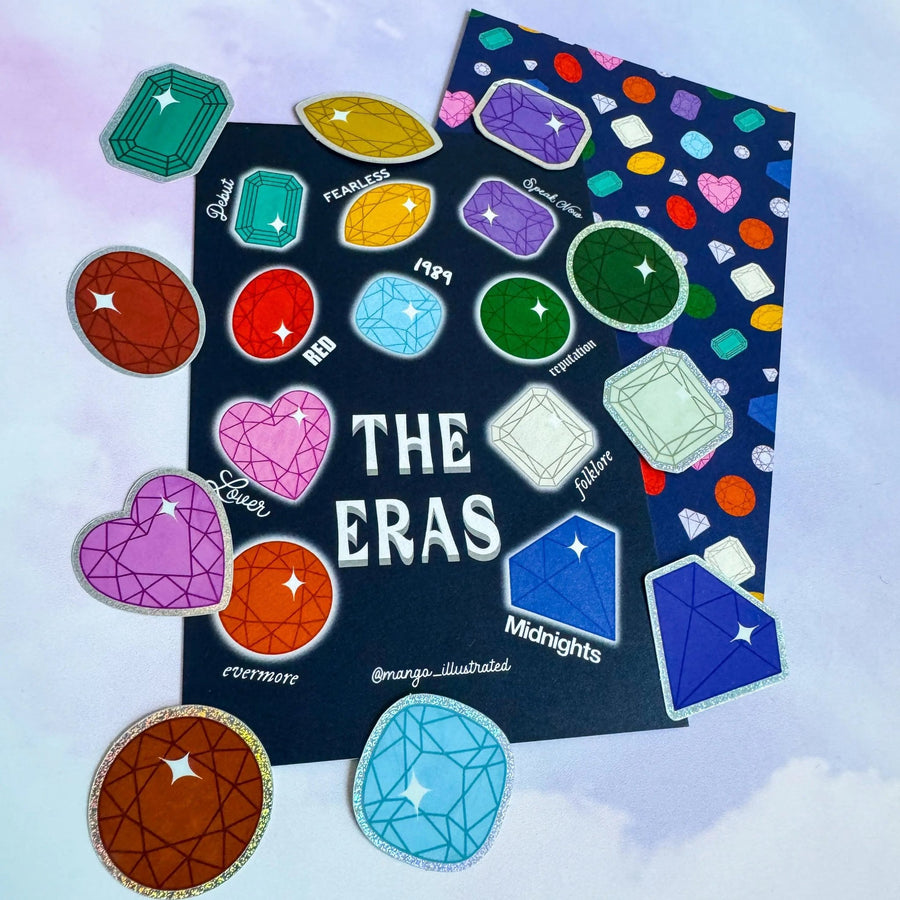 Eras Tour Gems sparkle sticker set with mini art print - MangoIllustrated - Sticker