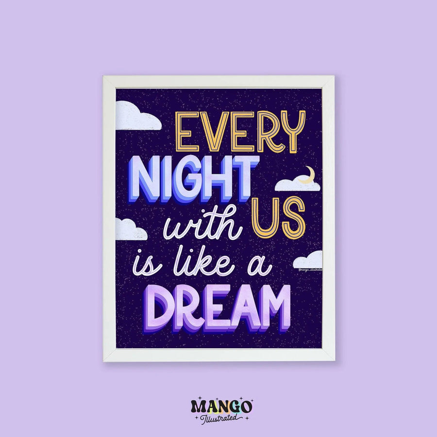 Every Night With Us is Like a Dream art print - MangoIllustrated - Physical Art Print