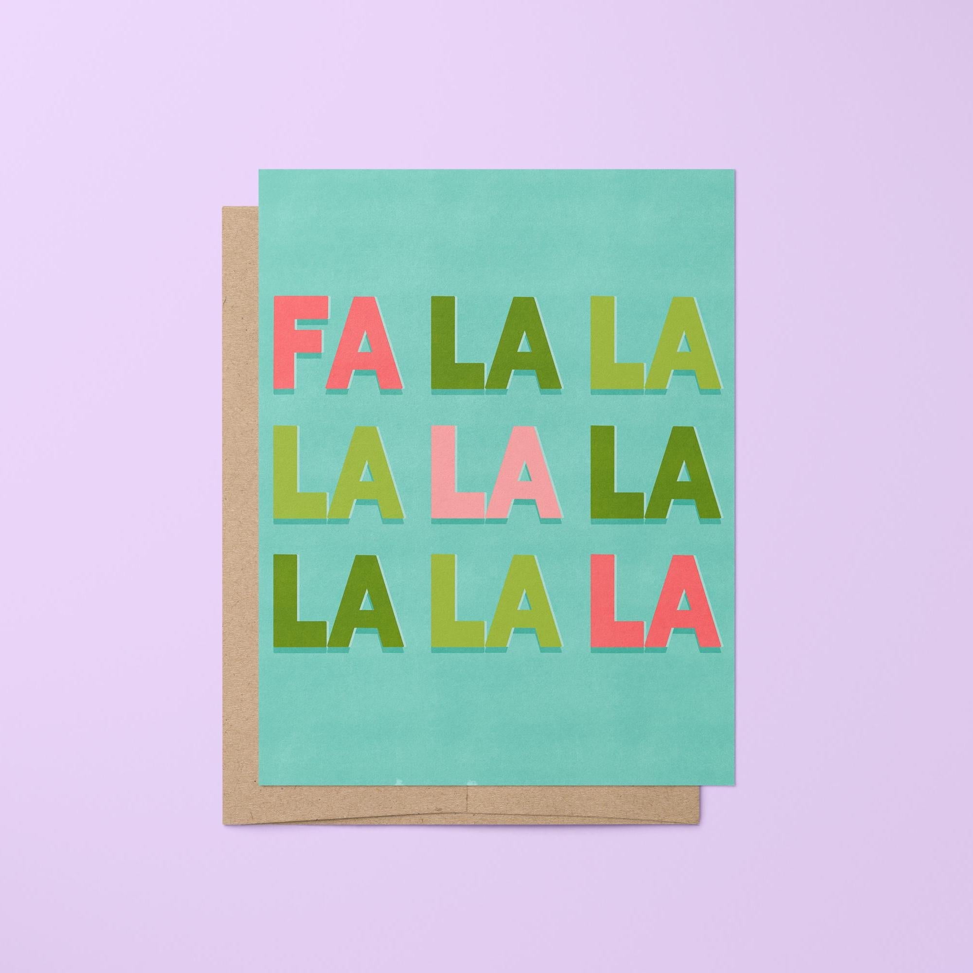 Fa la la holiday greeting card - MangoIllustrated - Greeting Cards