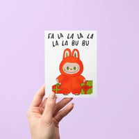 Fa La La Monster holiday card - MangoIllustrated - Greeting Cards