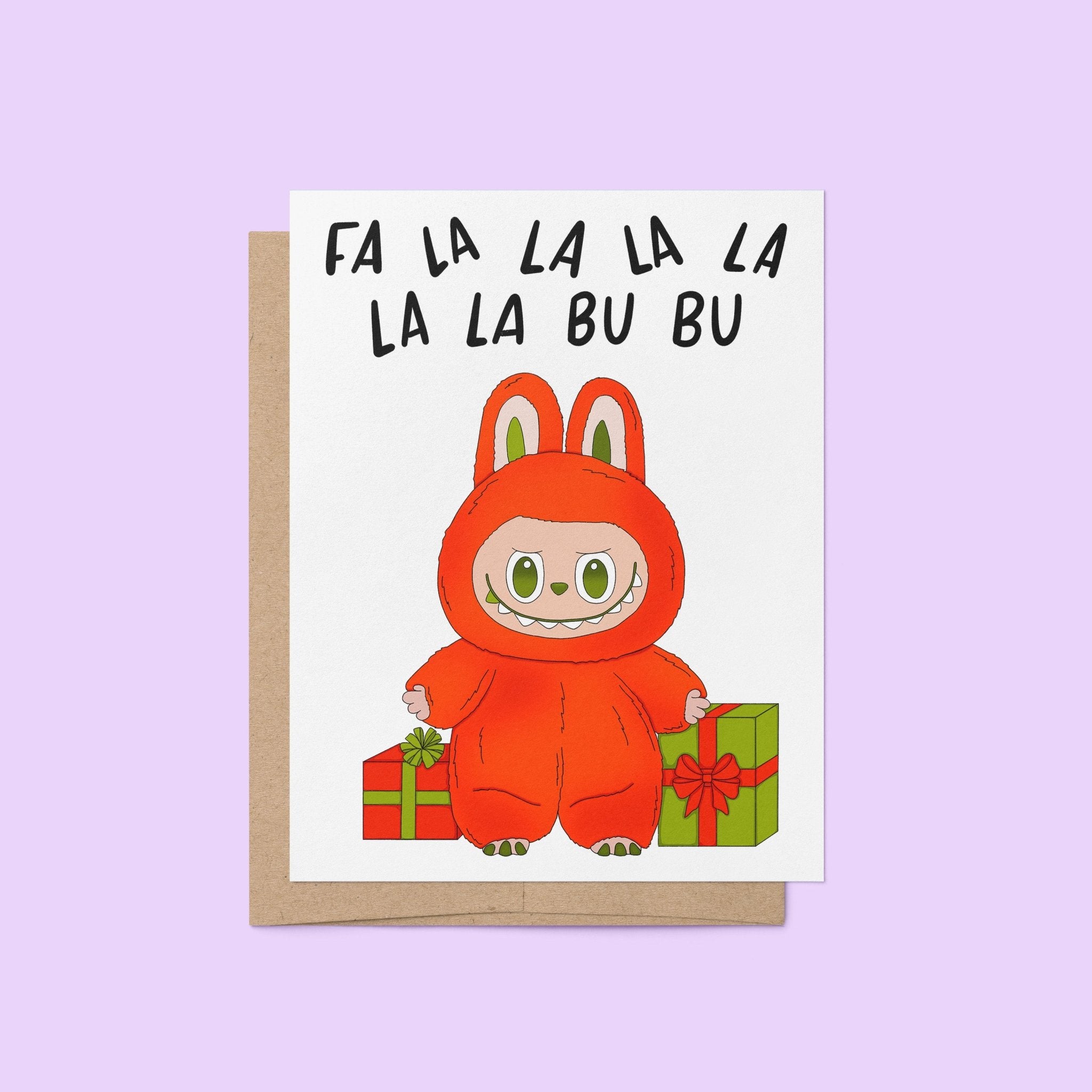 Fa La La Monster holiday card - MangoIllustrated - Greeting Cards