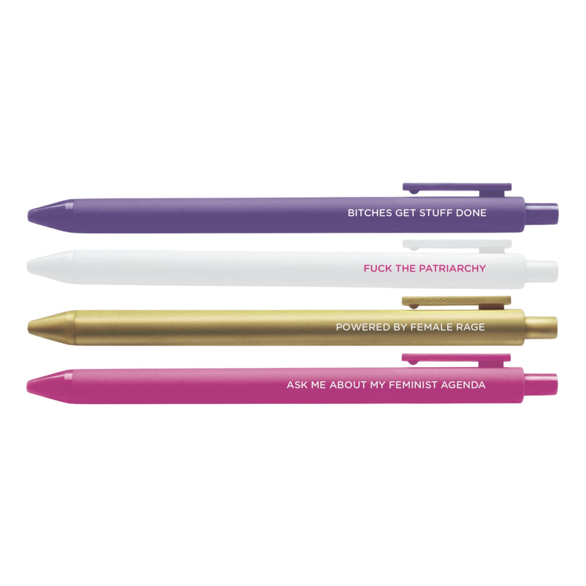 Feminist agenda jotter gel pen set - MangoIllustrated - Pens