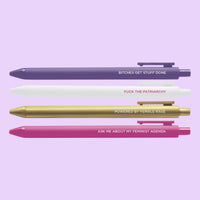 Feminist agenda jotter gel pen set - MangoIllustrated - Pens