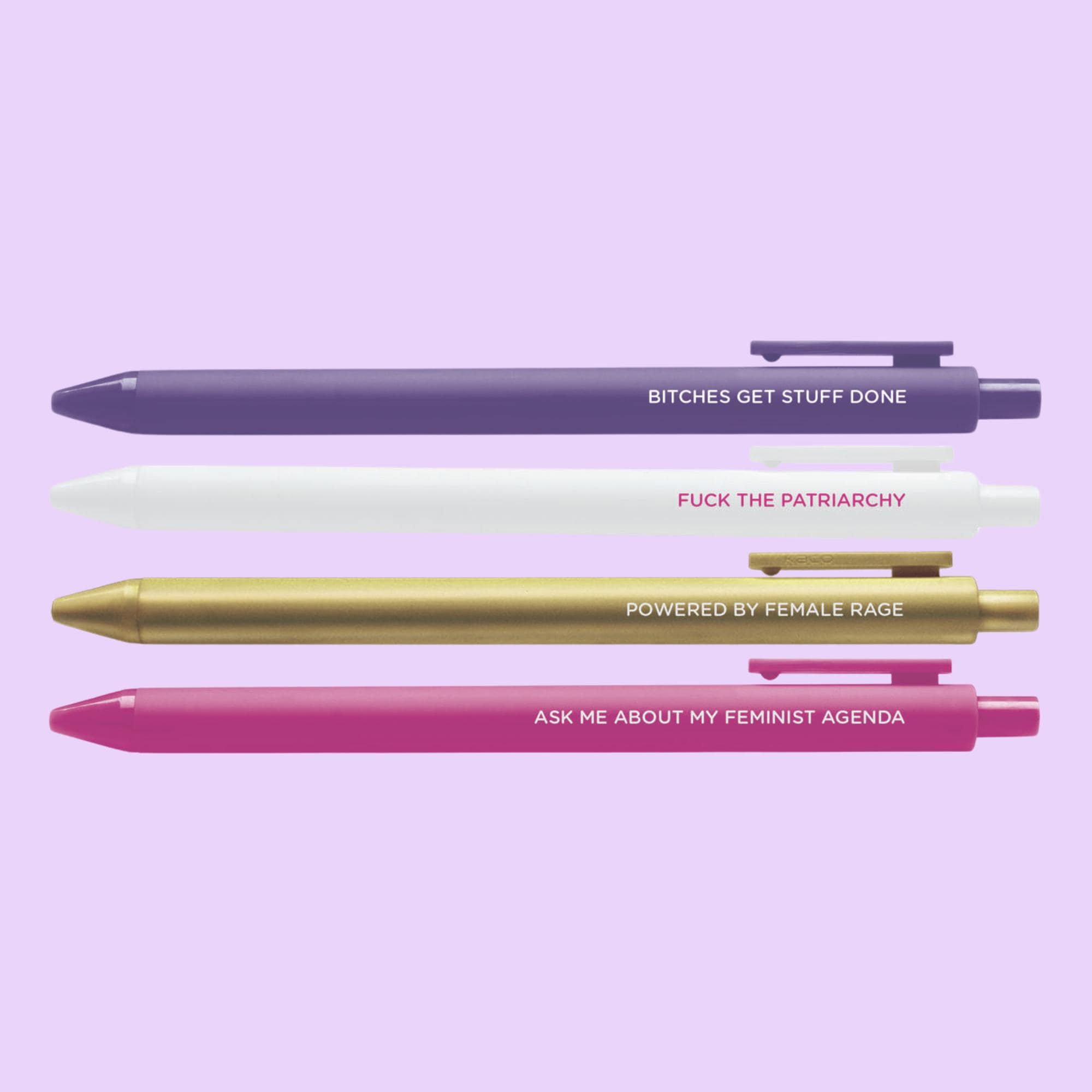 Feminist agenda jotter gel pen set - MangoIllustrated - Pens