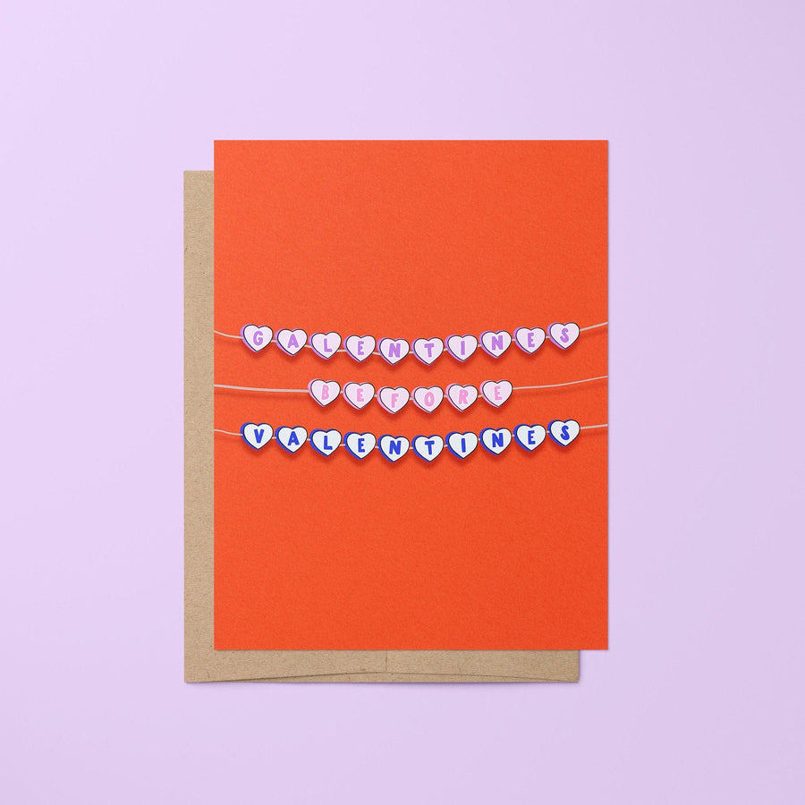 Galentines before Valentines friendship bracelet greeting card - MangoIllustrated - Greeting Cards