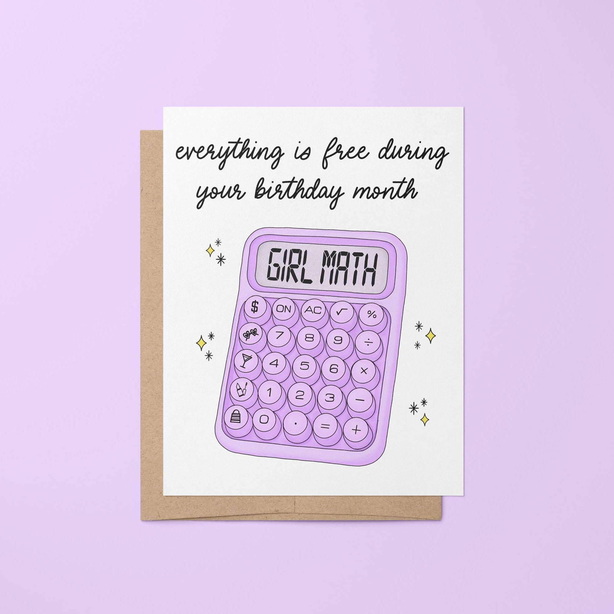 Girl math birthday card - MangoIllustrated - Greeting Cards