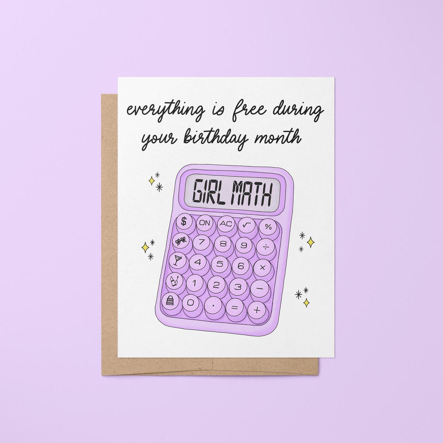 Girl math birthday card - MangoIllustrated - Greeting Cards