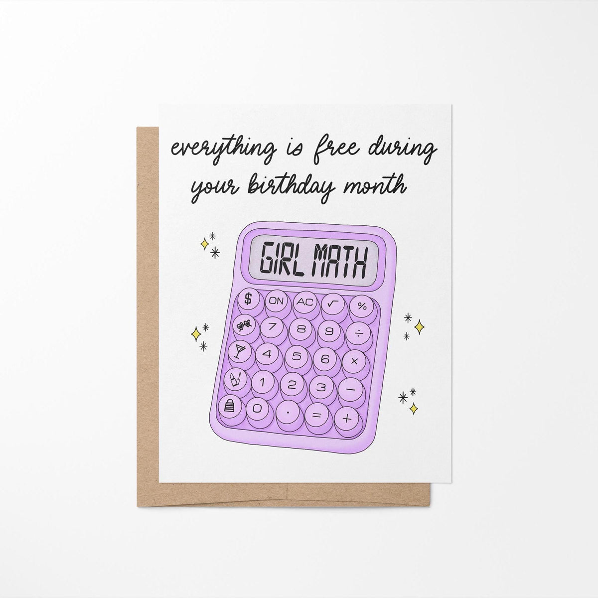 Happy Birthday Note Math Girl math card, everything is free during your birthday month ...